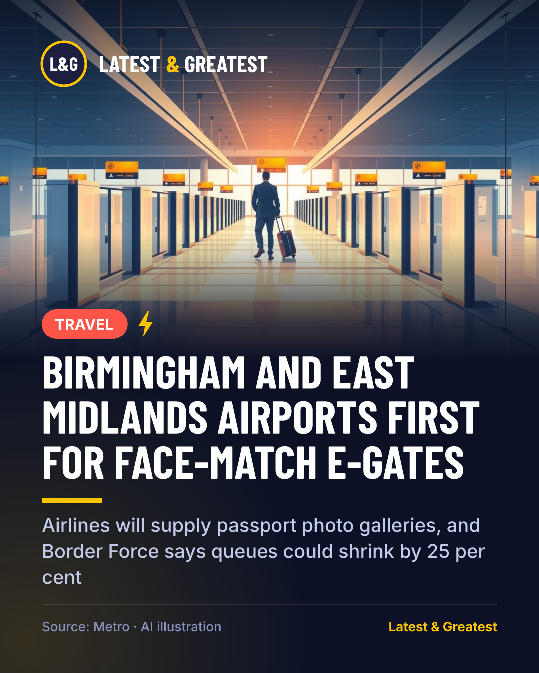 TRAVEL: Birmingham and East Midlands airports first for face-match e-gates. Airlines will supply passport photo galleries, and Border Force says queues could shrink by 25 per cent