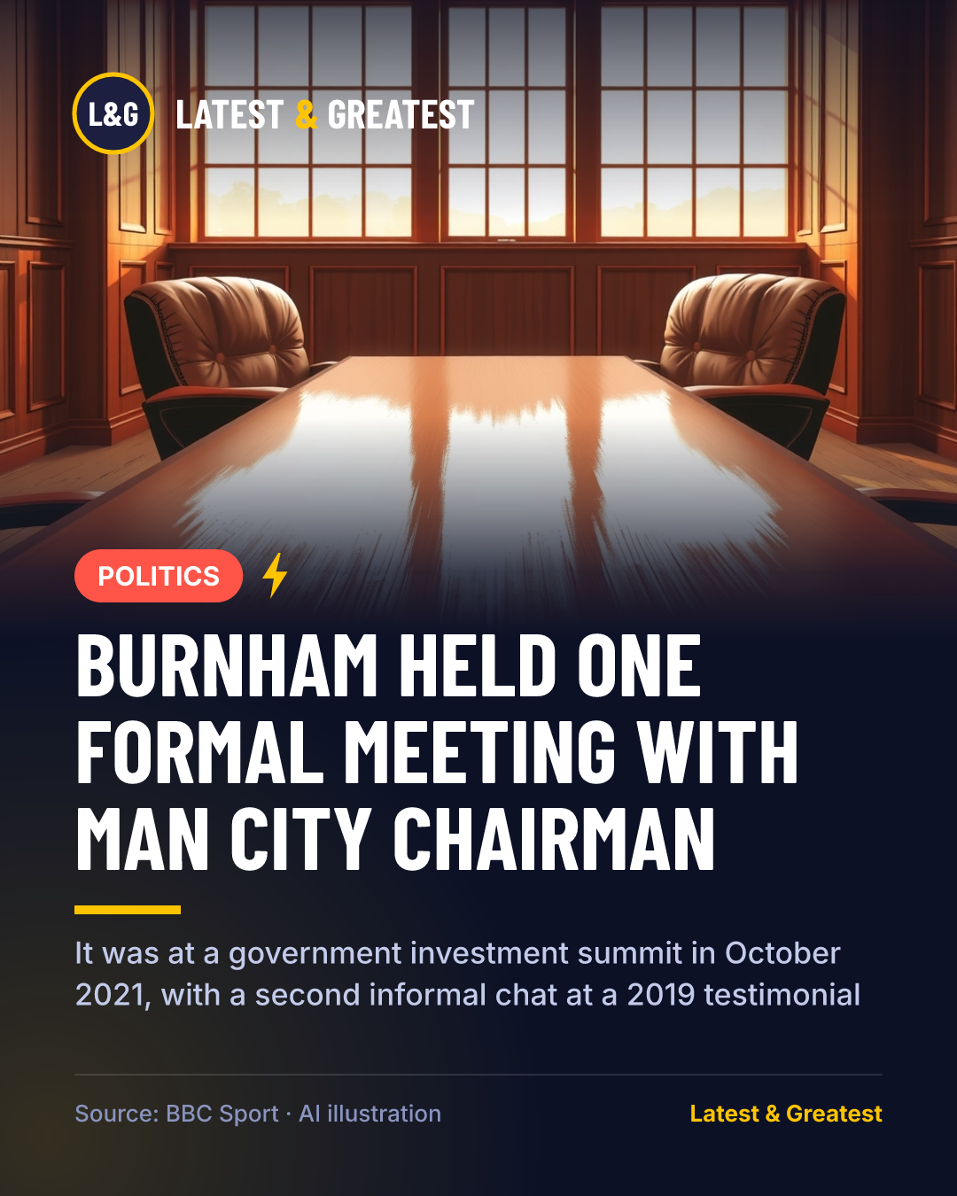 POLITICS: Burnham held one formal meeting with Man City chairman. It was at a government investment summit in October 2021, with a second informal chat at a 2019 testimonial