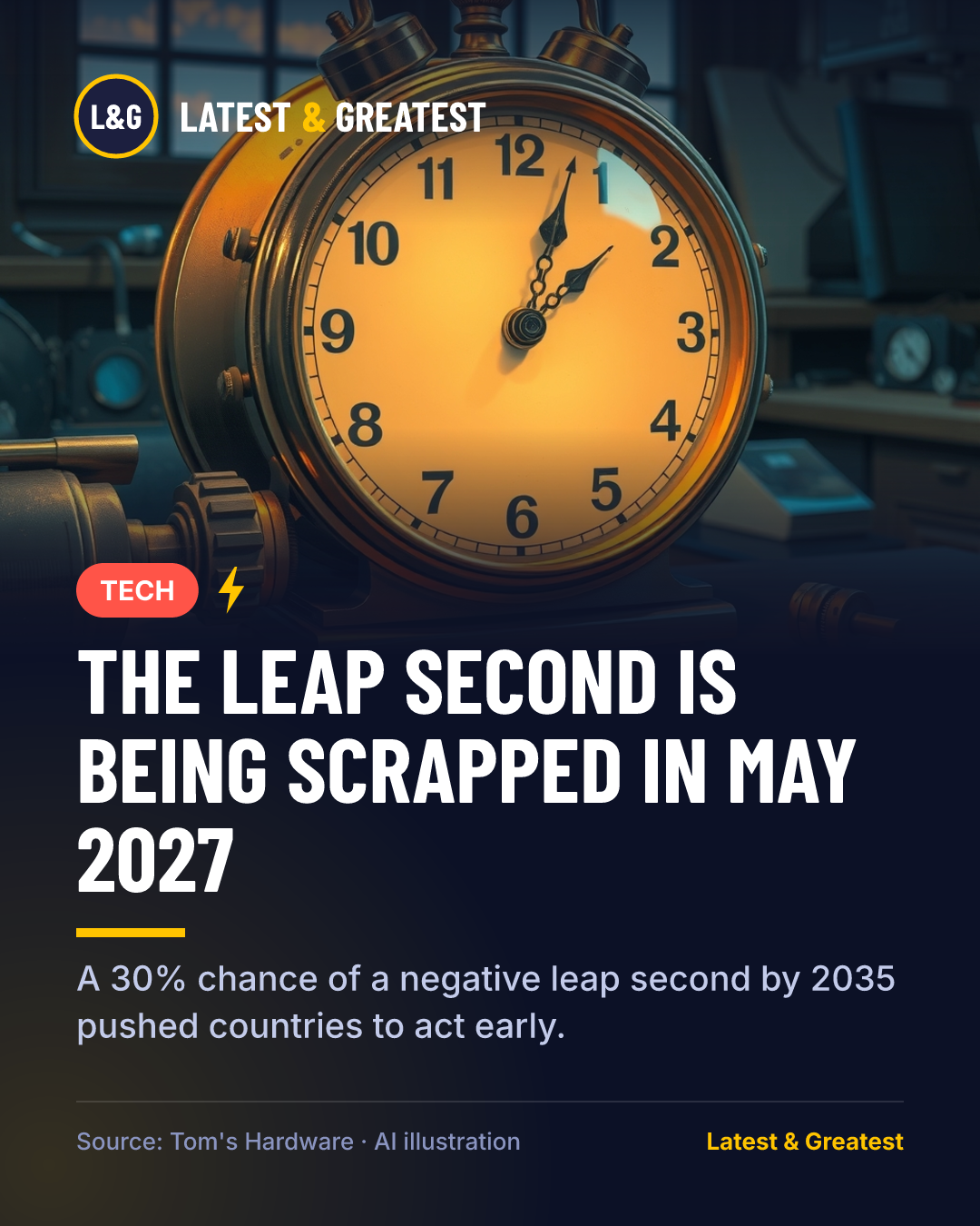 TECH: The leap second is being scrapped in May 2027. A 30% chance of a negative leap second by 2035 pushed countries to act early.