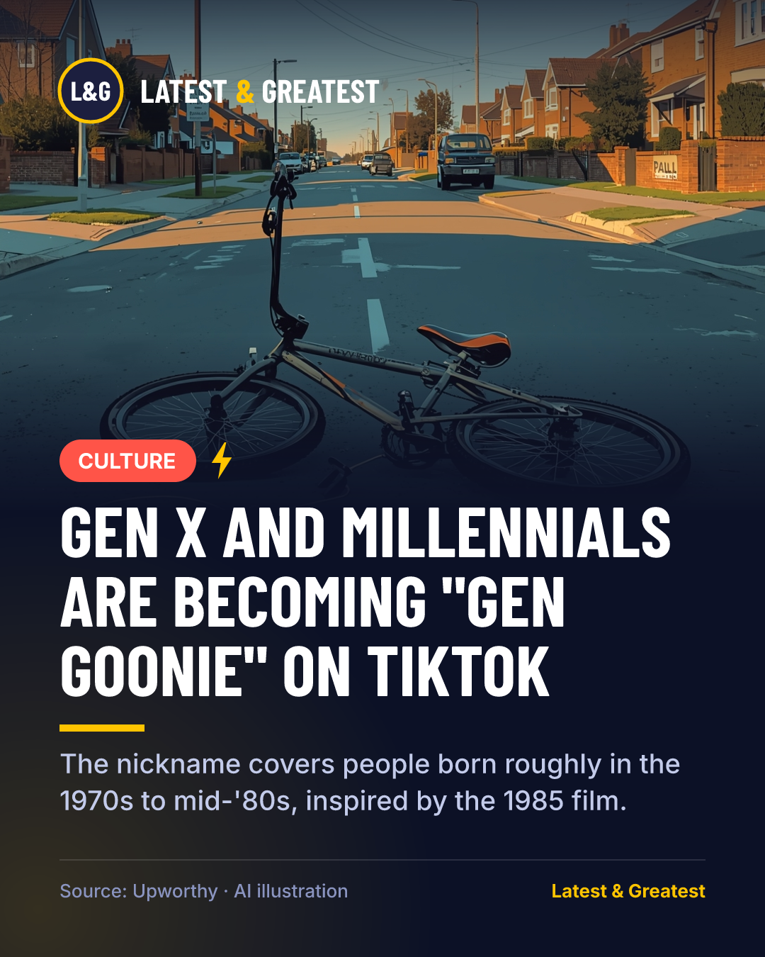 CULTURE: Gen X and Millennials are becoming "Gen Goonie" on TikTok. The nickname covers people born roughly in the 1970s to mid-'80s, inspired by the 1985 film.